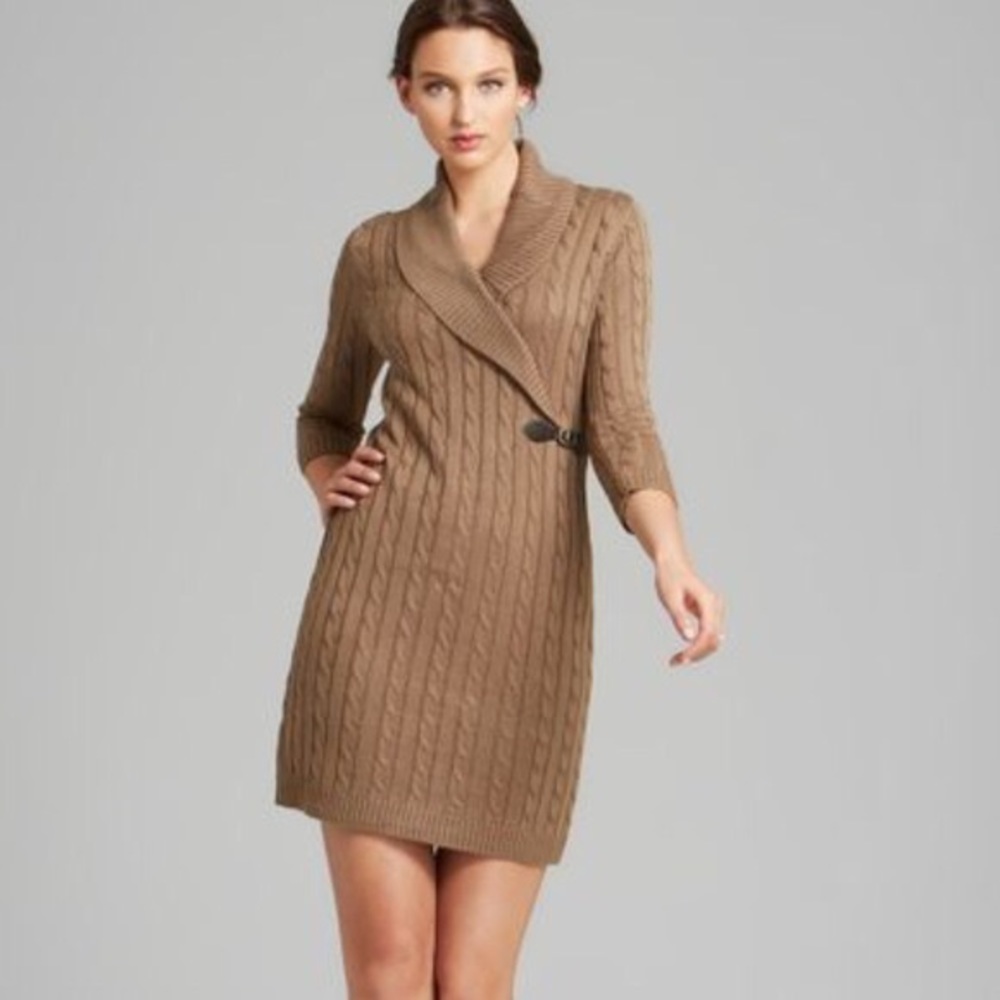 NWT Calvin Klein Faux Wrap Cable Knit Dress